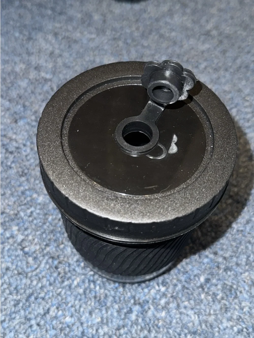 Black Silicone Grip Travel Cup with Decorative Lid Accent